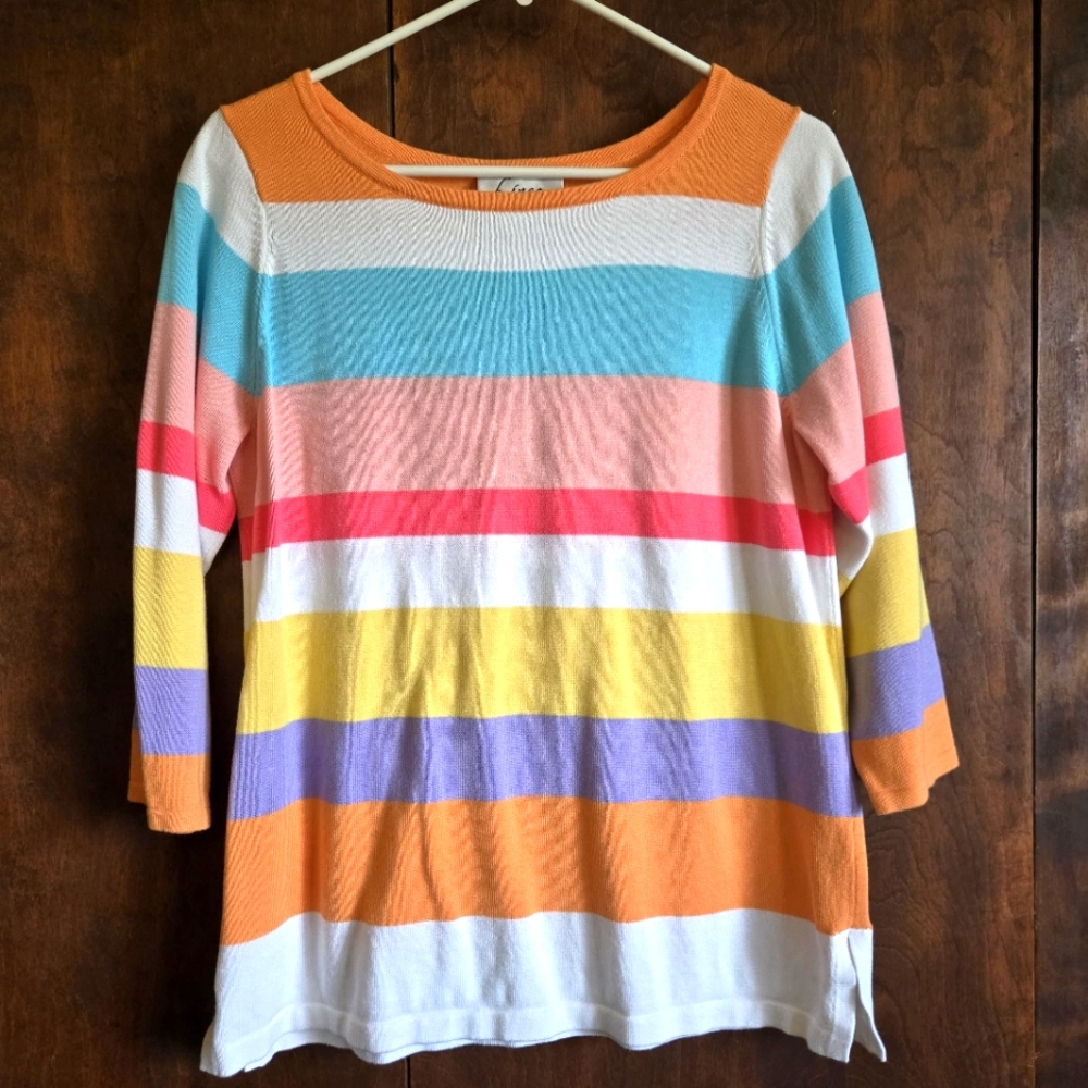 Linea Colorful Striped Sweater PTP=19"